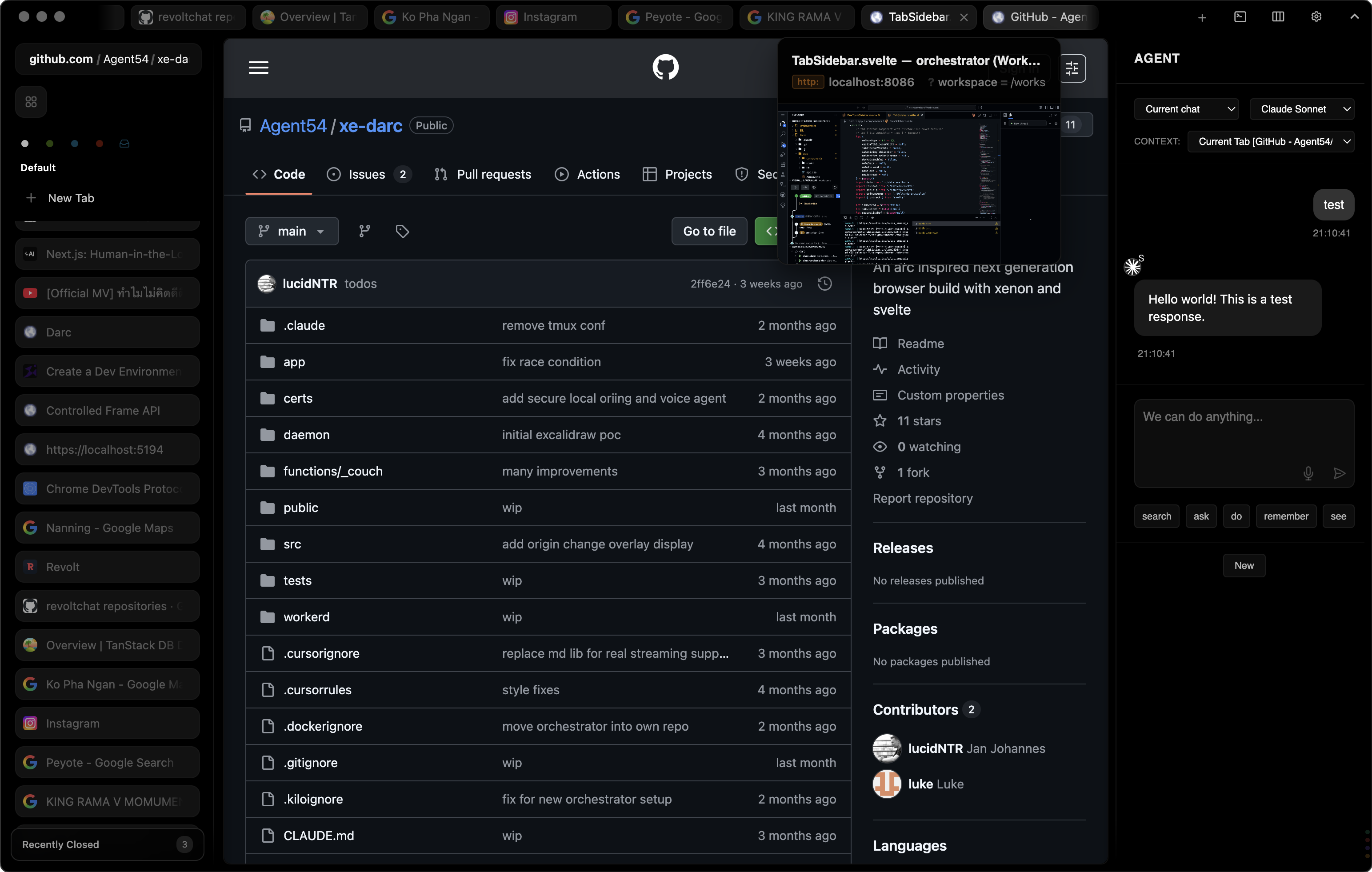Xenon with Darc browser UI screenshot